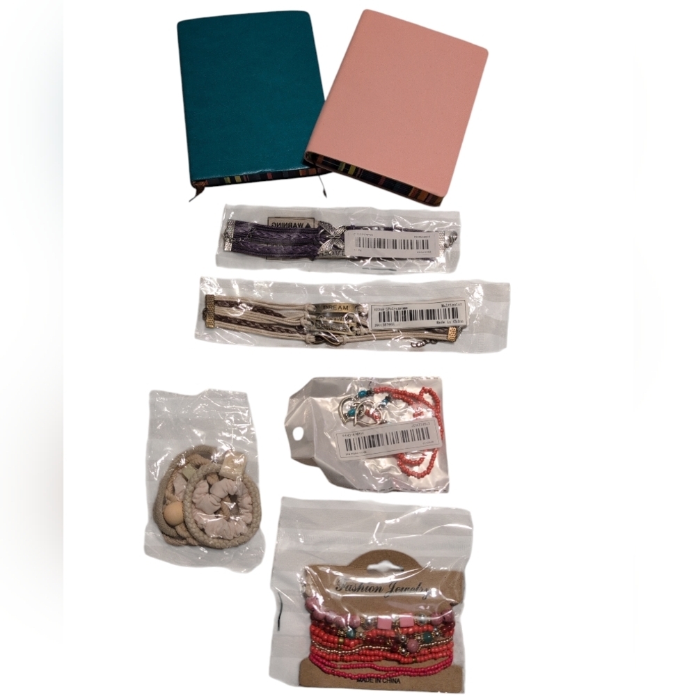 *New 7pc Bundle: Fashion Bracelets, Journals & Hair Ties